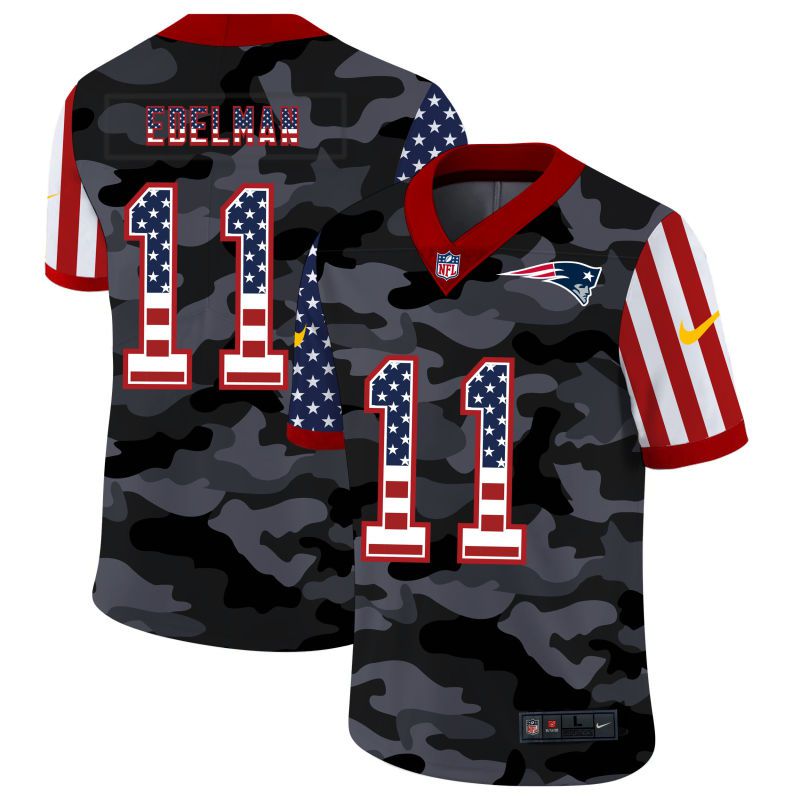 Men New England Patriots #11 Edelman 2020 Nike USA Camo Salute to Service Limited NFL Jerseys